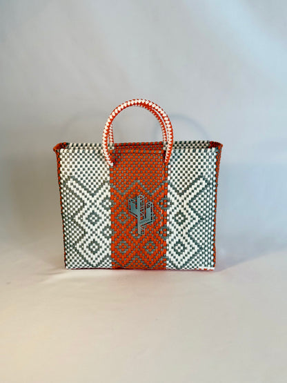 Tulum Orange-Silver-White Small Tote