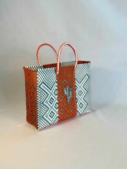 Tulum Orange-Silver-White Small Tote