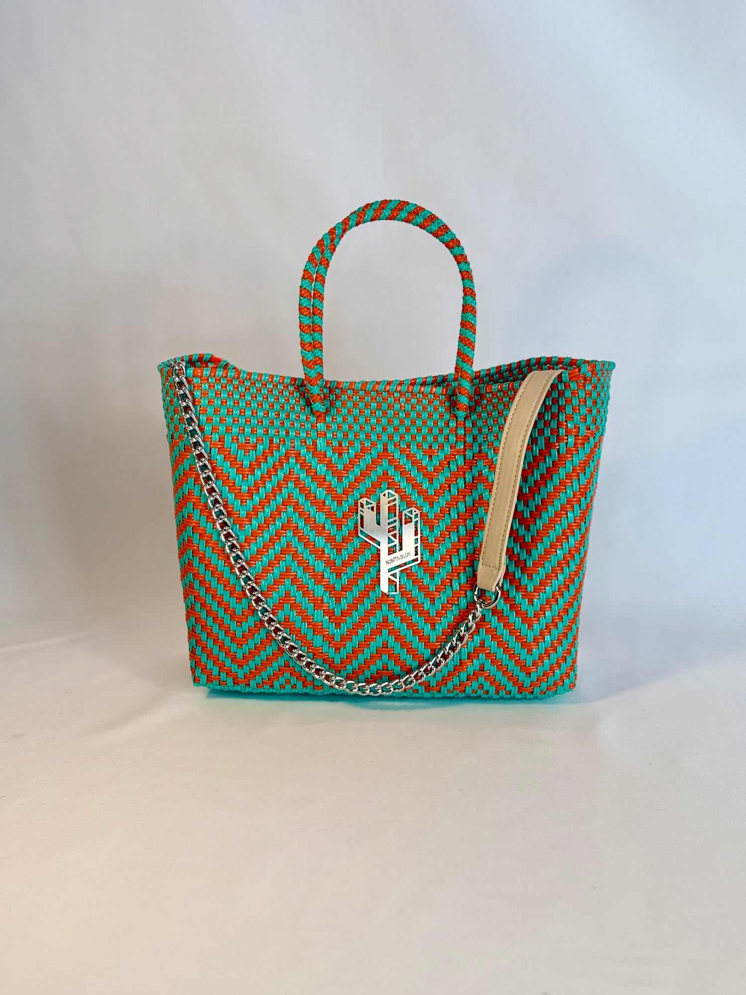Mapimi Turquoise-Orange Small Tote