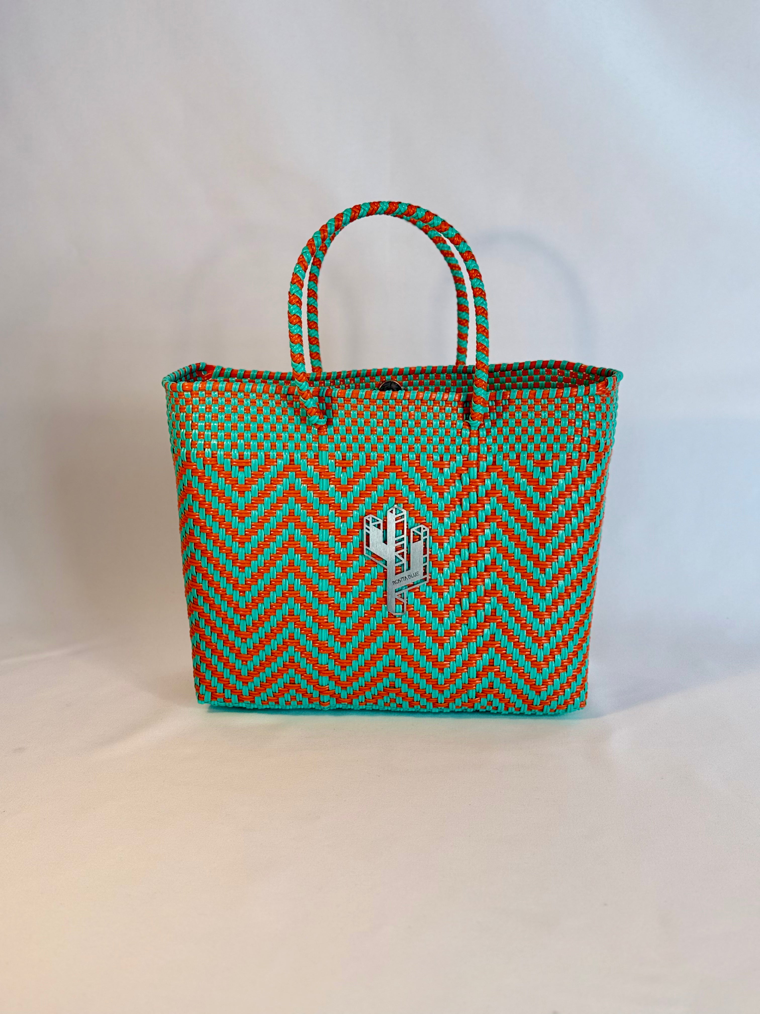 Mapimi Turquoise-Orange Small Tote