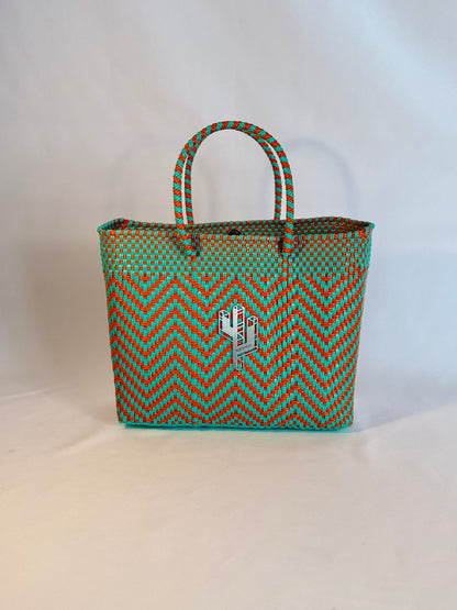 Mapimi Turquoise-Orange Small Tote