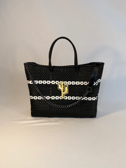 Candela White-Black Small Tote