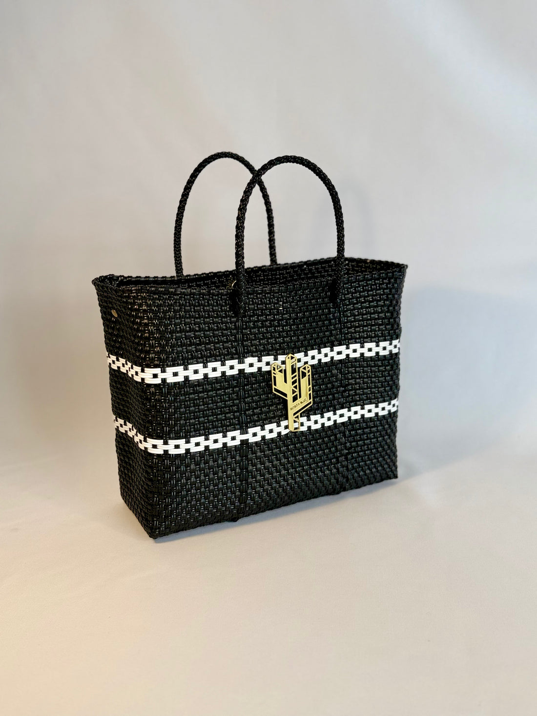 Candela White-Black Small Tote