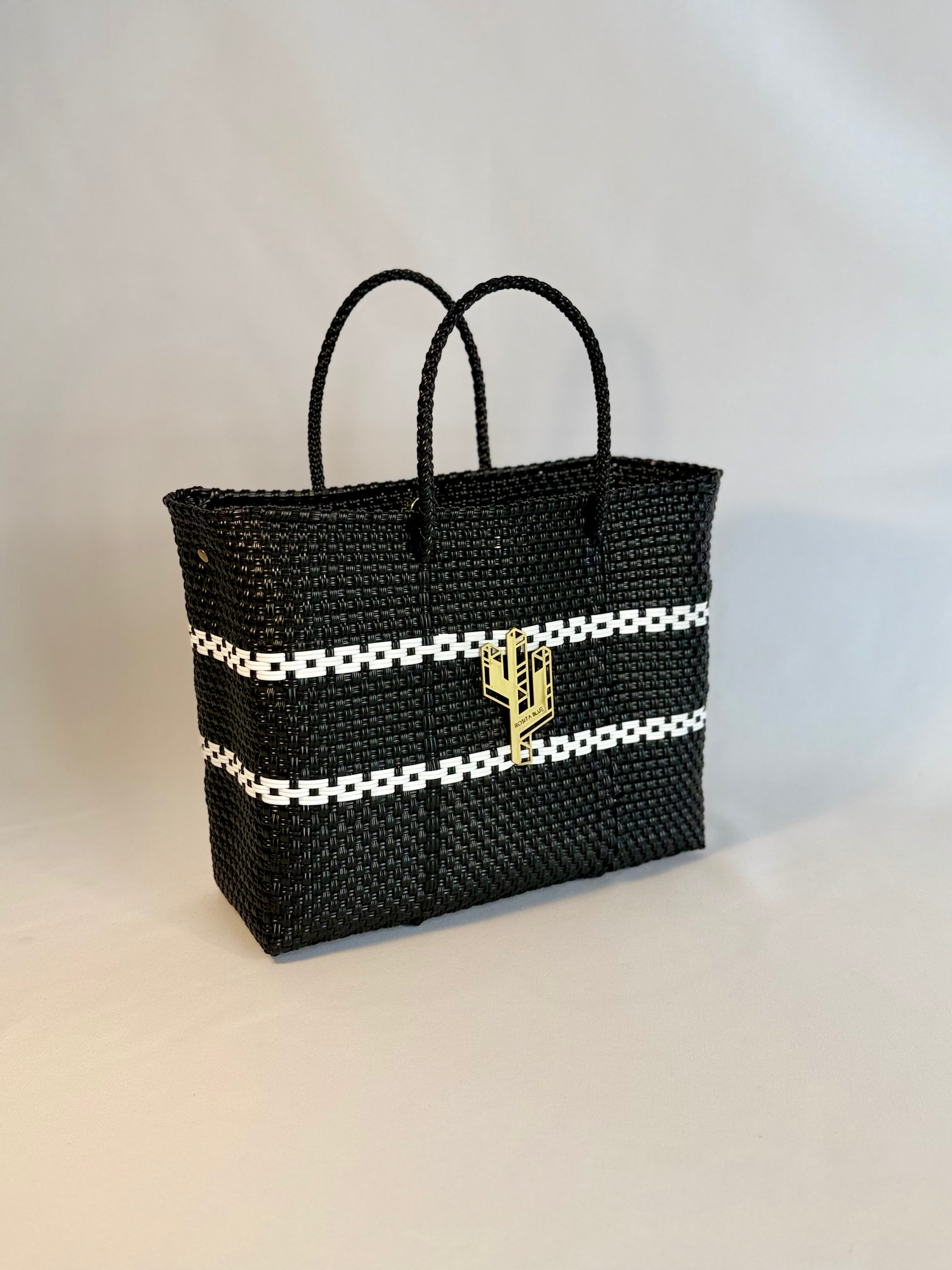 Candela White-Black Small Tote