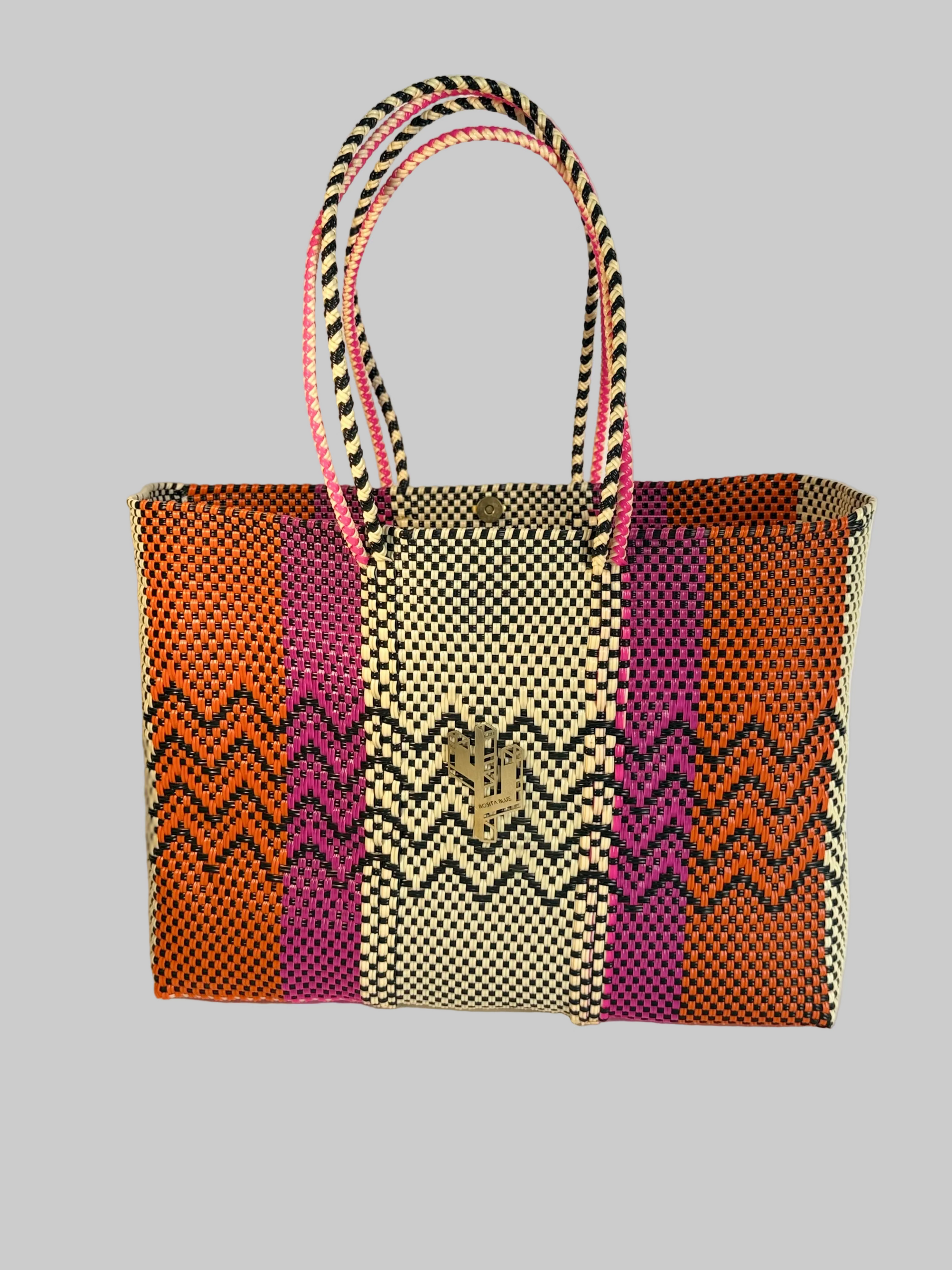 Cancun Beige-Orange-Fucsia Large Tote