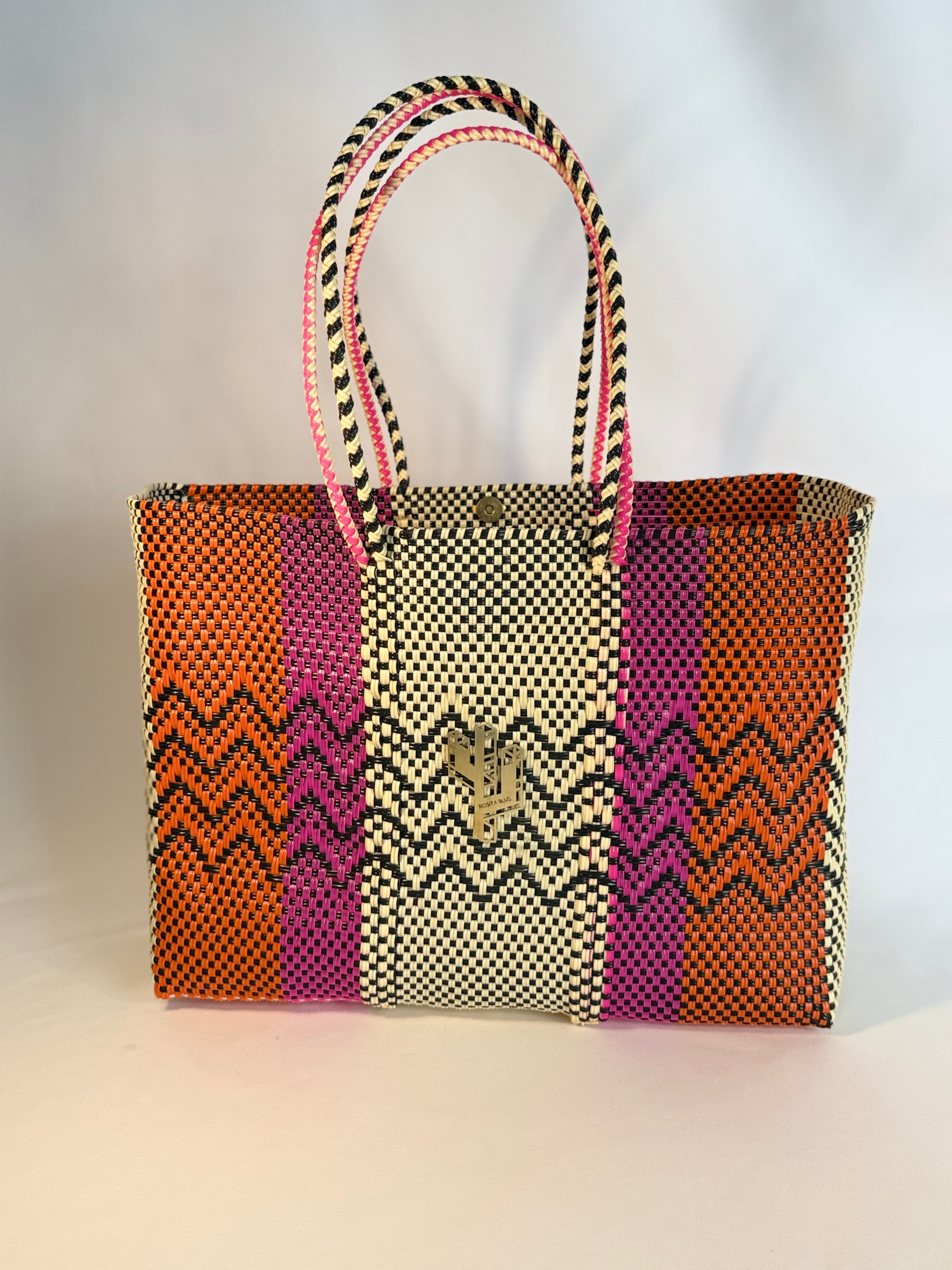 Cancun Beige-Orange-Fucsia Large Tote