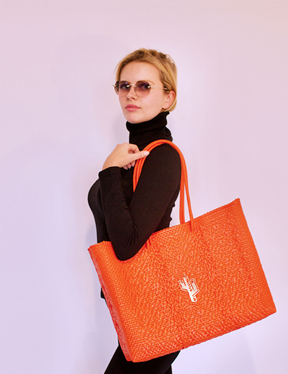 Rosita Blue - La Paz Orange Large Tote