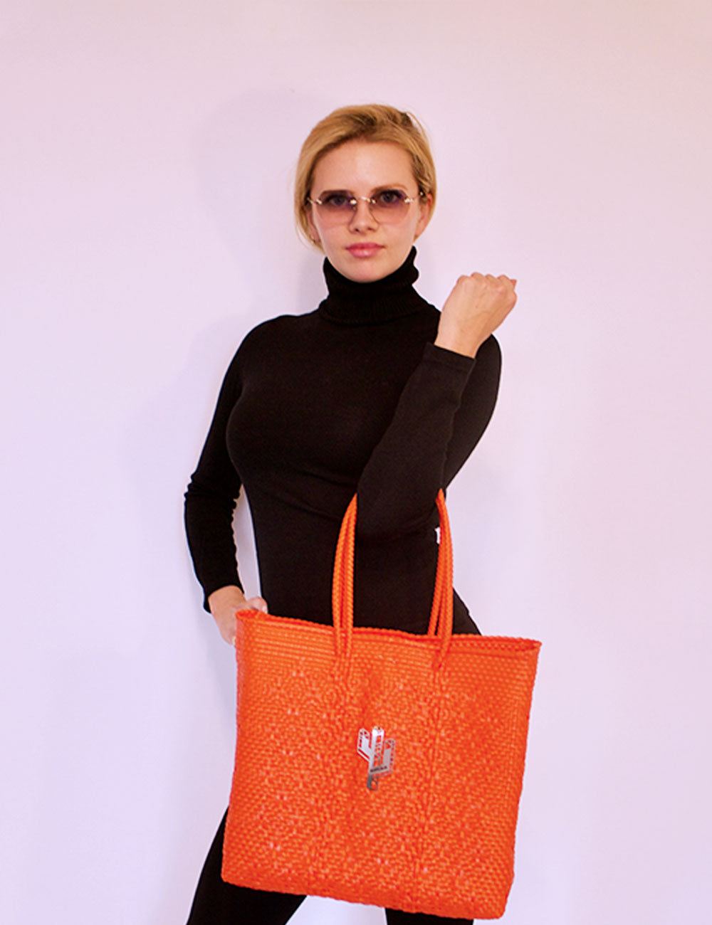 Rosita Blue - La Paz Orange Medium Tote
