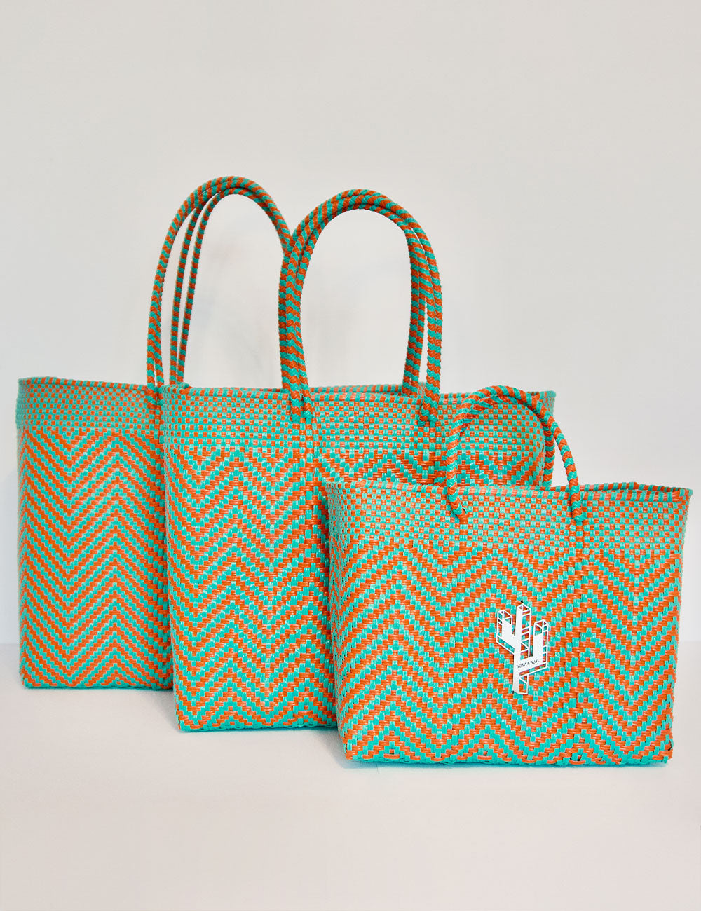 Rosita Blue - Mapimi Turquoise-Orange Tote Sizes
