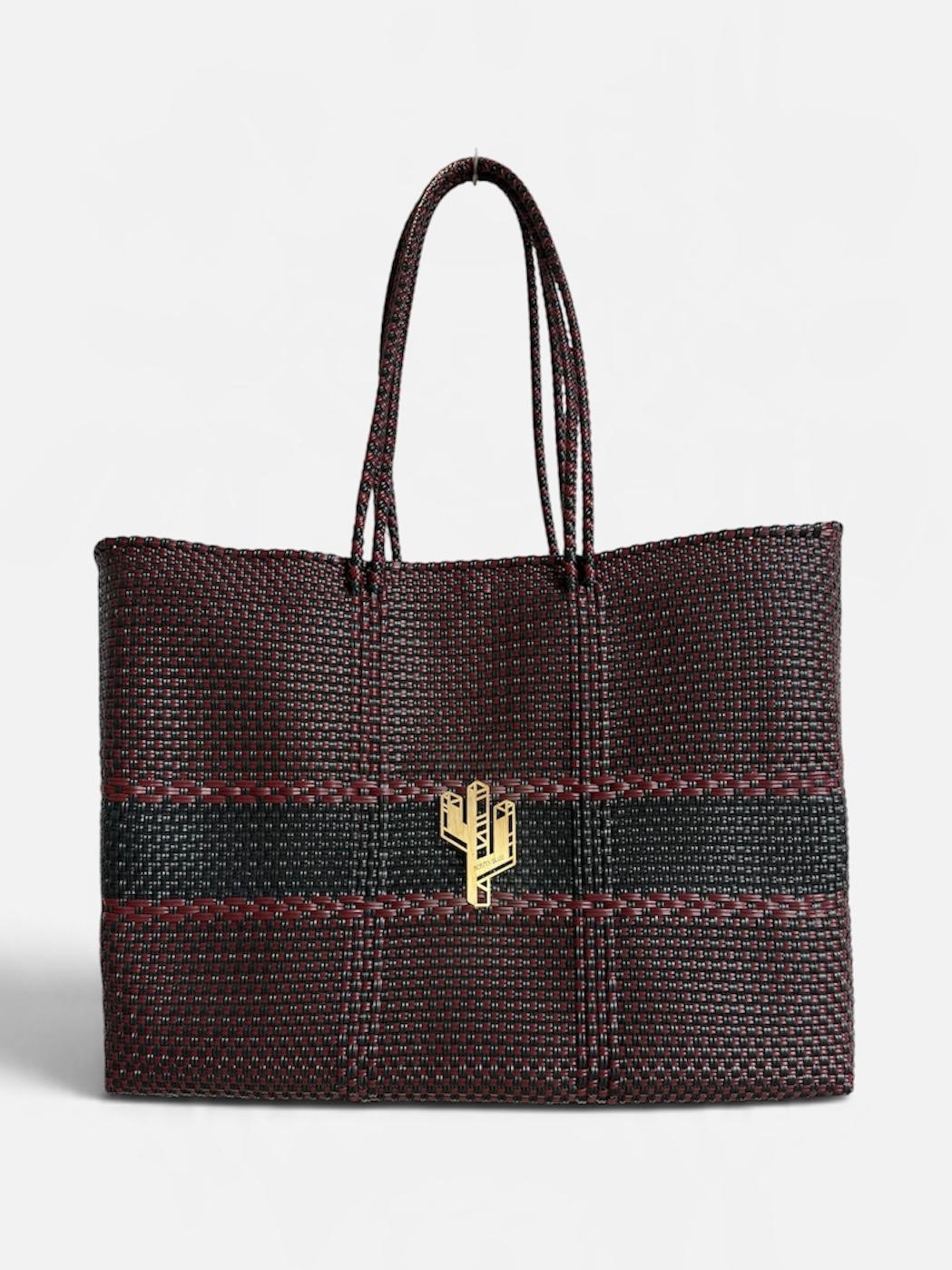 Puebla Burgundy-Black Large Tote
