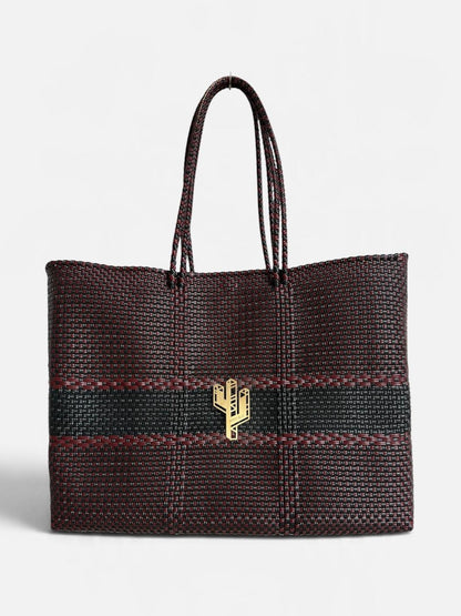 Puebla Burgundy-Black Large Tote