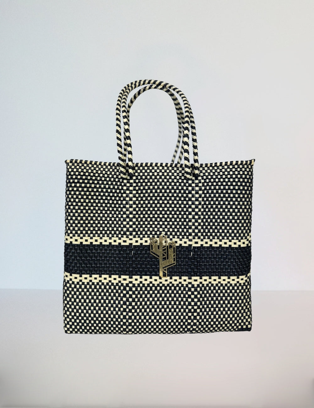 Puebla Beige-Black Medium Tote