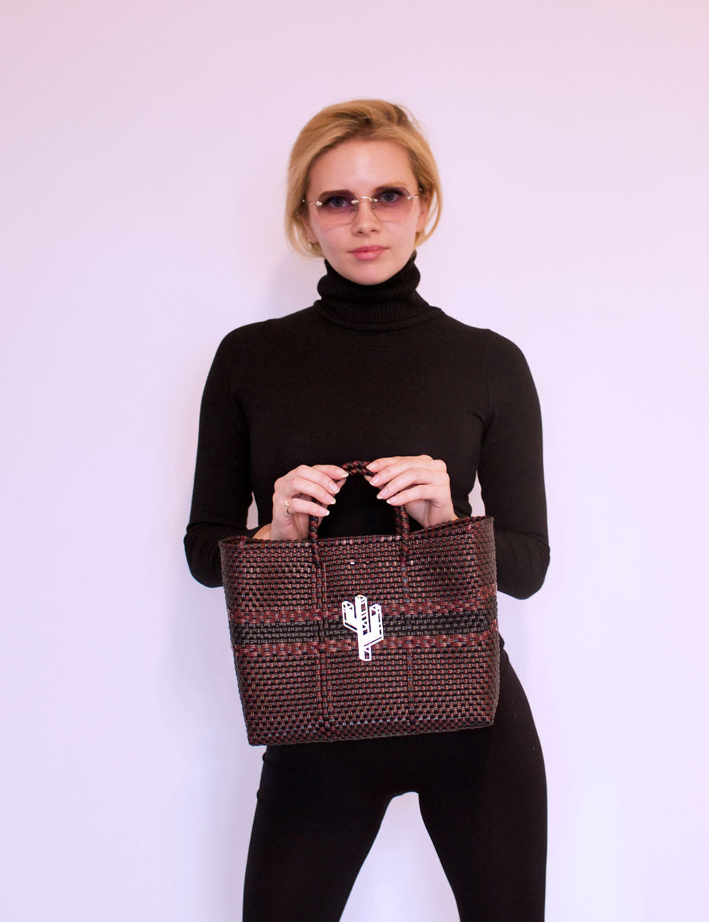 Puebla Burgundy-Black Small Tote