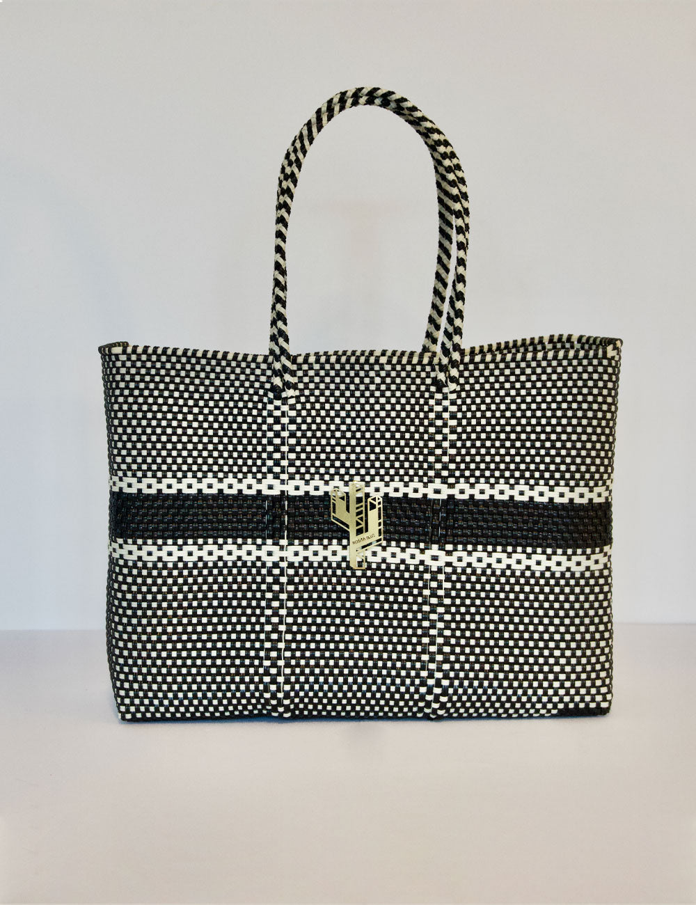 Rosita Blue - Puebla Beige-Black Large Tote