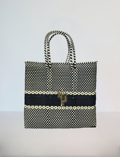Rosita Blue - Puebla Beige-Black Medium Tote