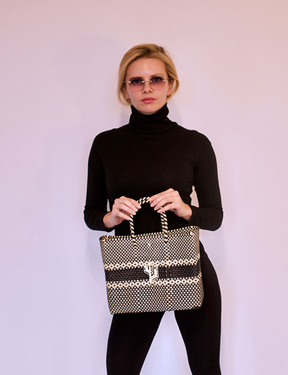 Rosita Blue - Puebla Beige-Black Small Tote