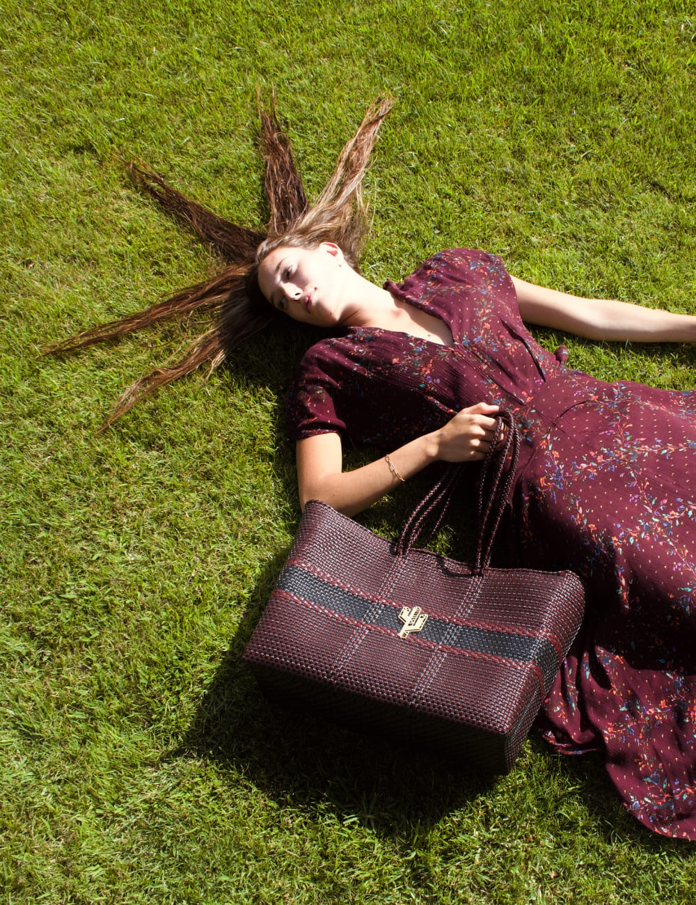 Rosita Blue - Puebla Burgundy-Black Large Tote