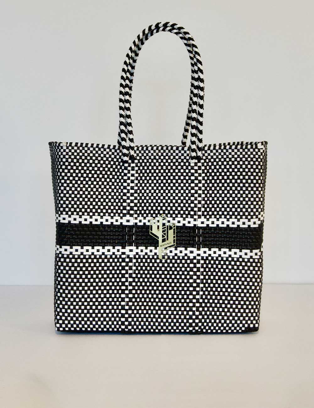 Rosita Blue - Puebla White-Black Medium Tote