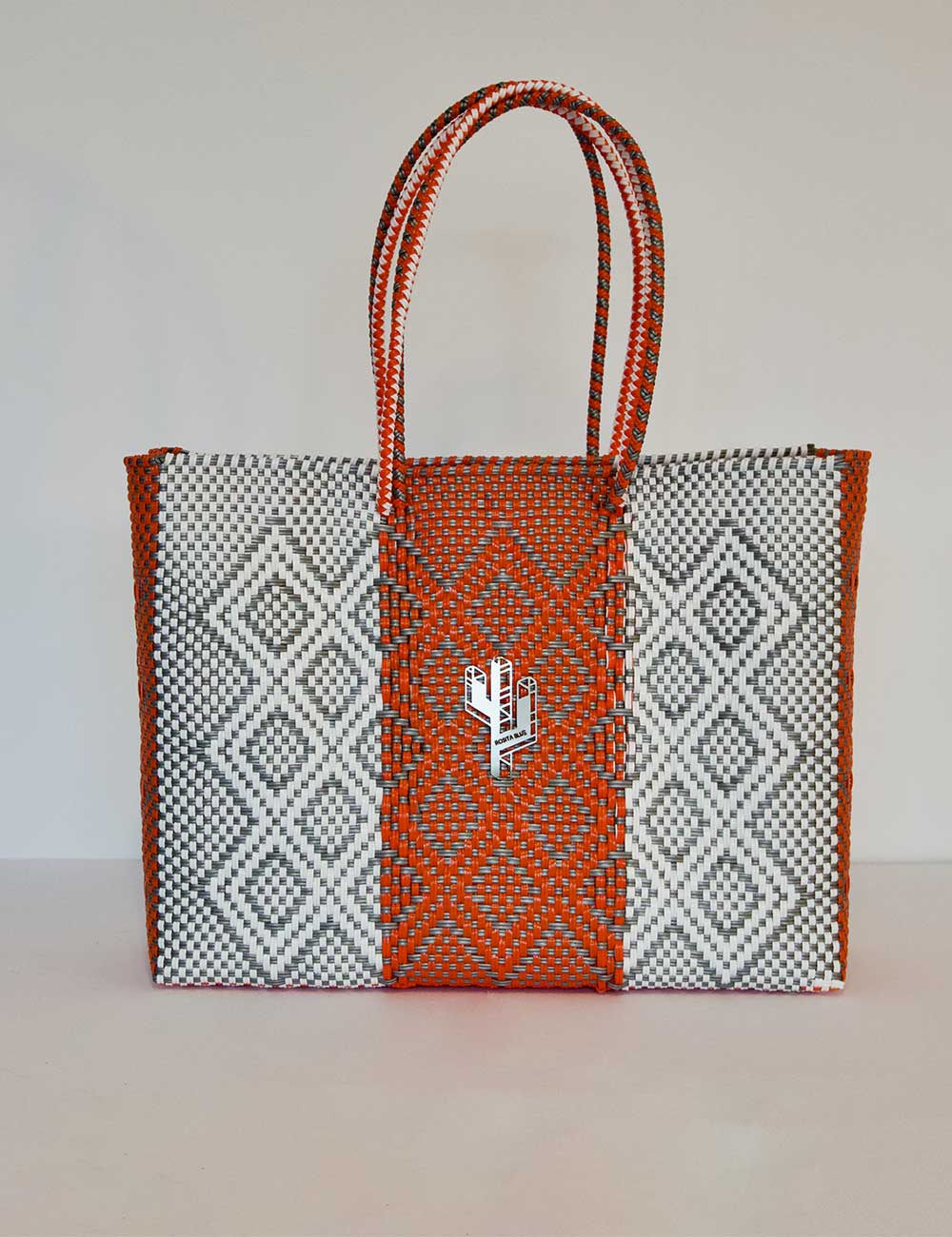 Rosita Blue - Tulum Orange-Silver-White Large Tote