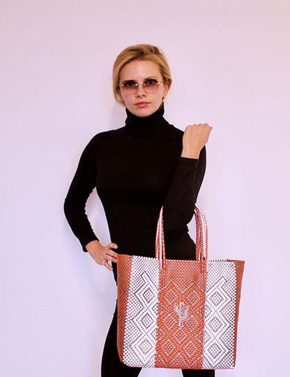 Rosita Blue - Tulum Orange-Silver-White Medium Tote