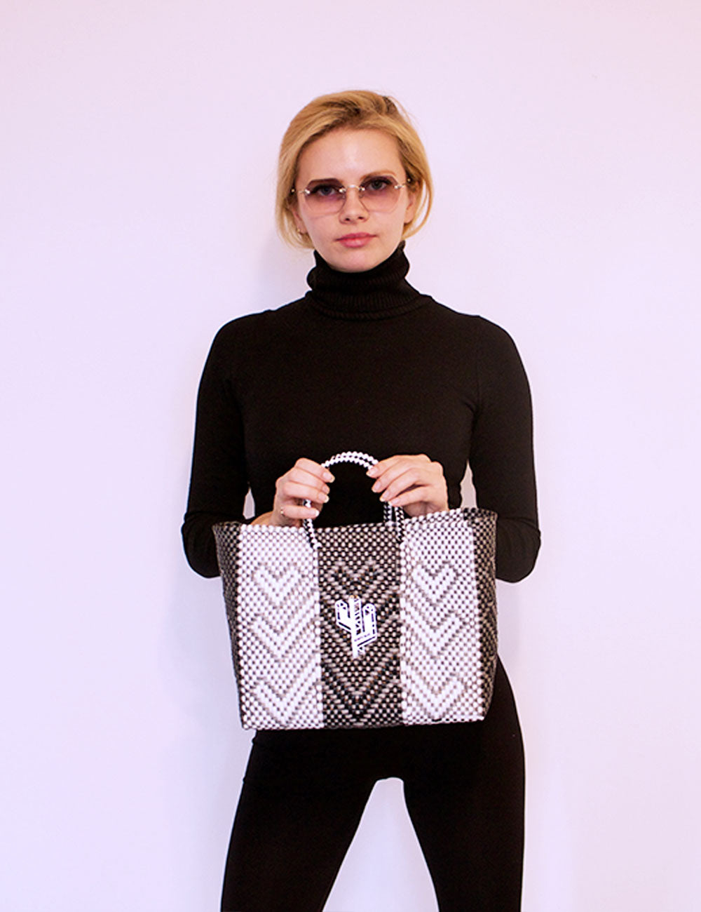 Veracruz Silver-White-Black Small Tote