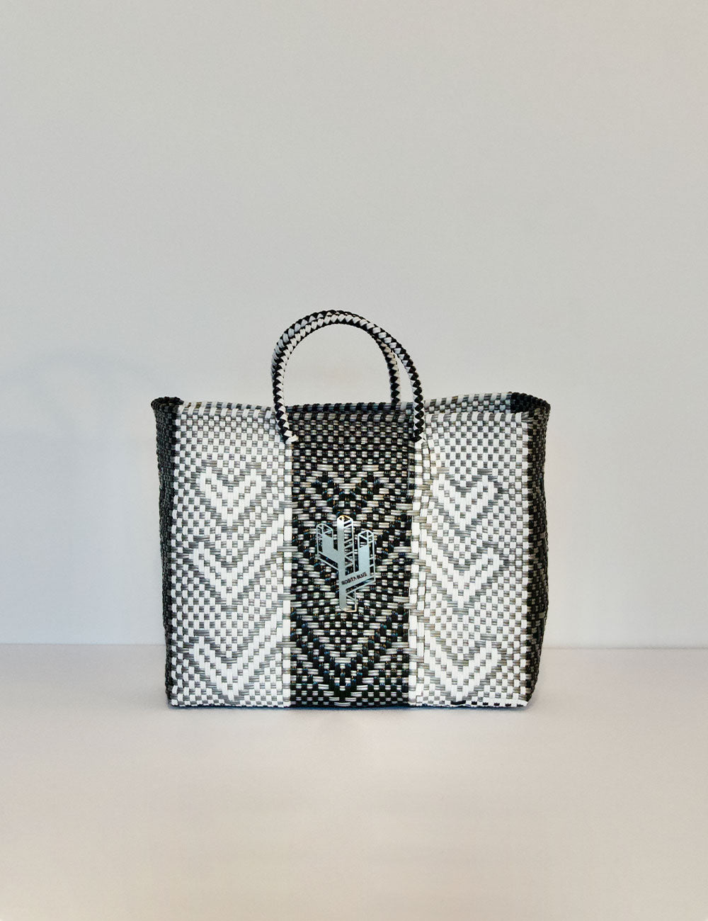 Veracruz Silver-White-Black Small Tote