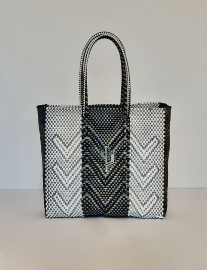 Rosita Blue - Veracruz Silver-White-Black Medium Tote