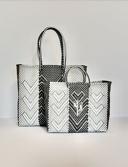 Rosita Blue - Veracruz Silver-White-Black Tote Sizes