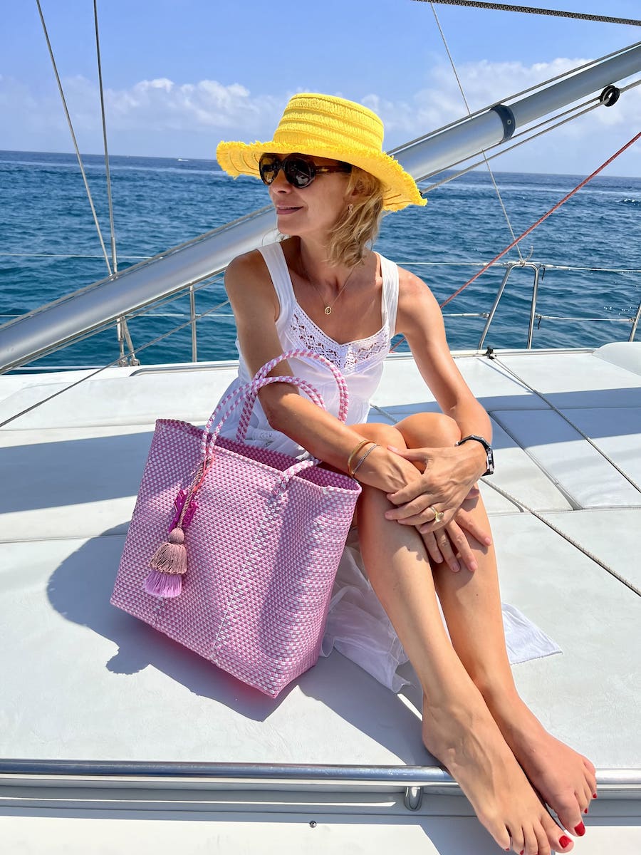 Rosita Blue - Jalisco Pink-White Medium Tote